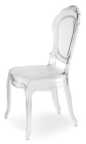 Belle Chair Side View Luxe Event Rental Miami ghost chairs